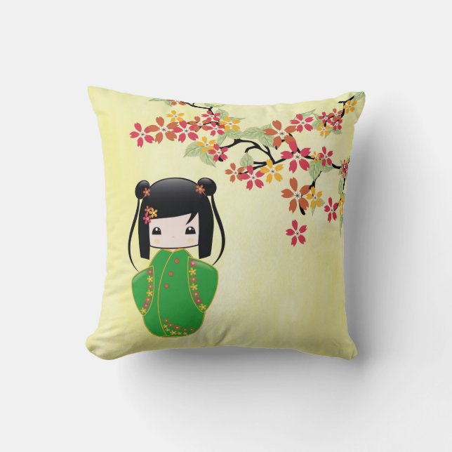 Sakura Kokeshi Doll, Pillow Kussen (Voorkant)