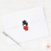 Sakura Kokeshi Doll Vierkante Sticker (Envelop)
