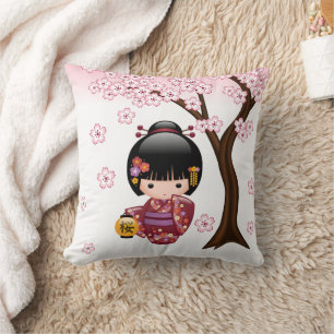 Sakura Kokeshi Pop - Schattig Japanse Geisha Meisj Kussen