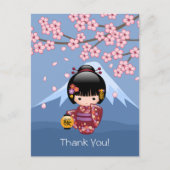 Sakura Kokeshi-pop - Schattige Geisha Dank U Briefkaart (Voorkant)