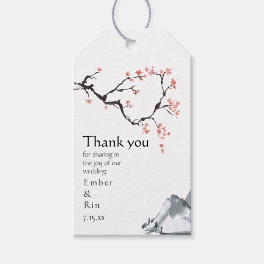 Sakura Mountain | Casual bruiloft Hartelijk dank Cadeaulabel (Voorkant)