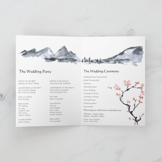 Sakura Mountain | Casual gevouwen bruiloft Programma (Binnen)