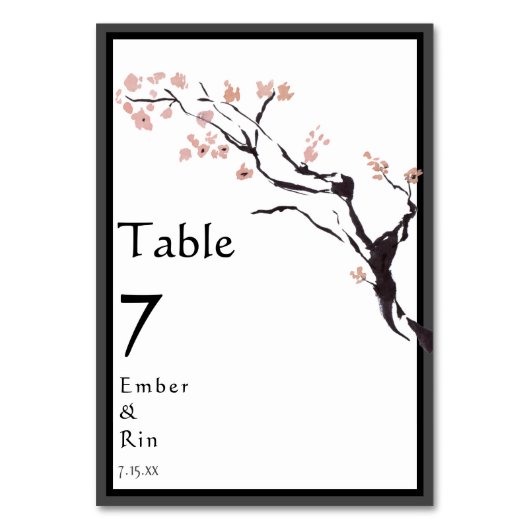 Sakura Mountain | Casual rand v2 bruiloft Kaart (Voorkant)