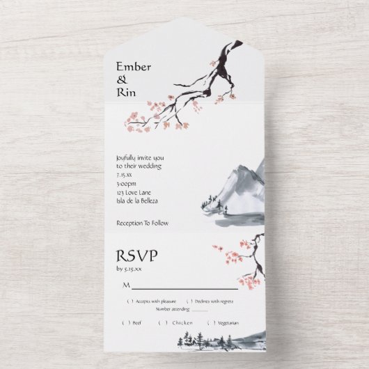 Sakura Mountain | CASUAL RSVP All In One Uitnodiging (Binnen)