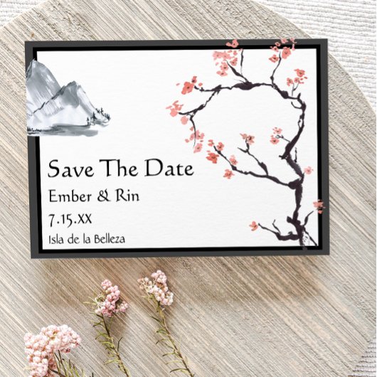 Sakura Mountain | Casual v2-rand Opslaan datum Save The Date