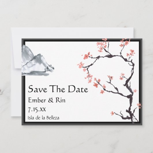 Sakura Mountain | Casual v2-rand Opslaan datum Save The Date (Voorkant)
