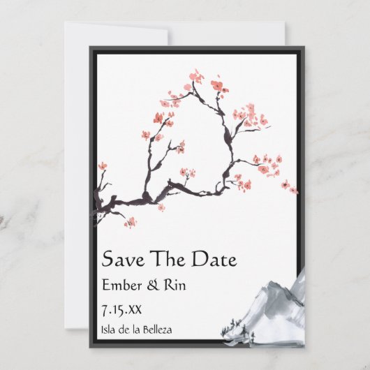 Sakura Mountain | Casual v3-rand Opslaan datum Save The Date (Voorkant)