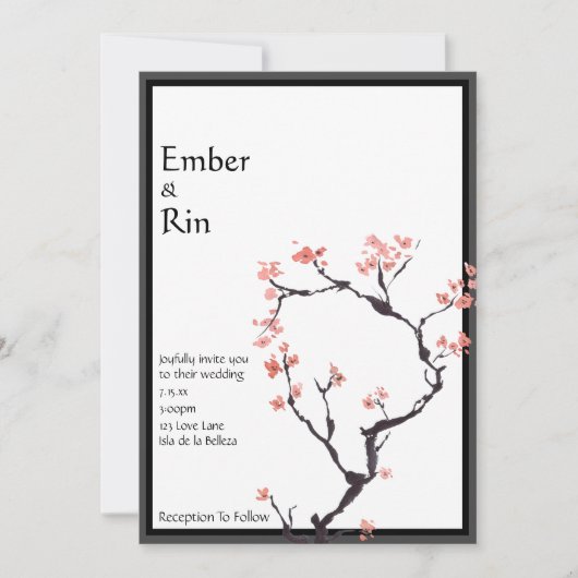 Sakura Mountain | Uitnodiging tot Casual grensbrui (Voorkant)