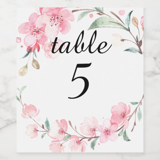 Sakura nummertabel. Wijnetiket. Wijn Etiket (Enkel label)