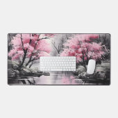 Sakura over River Ink Schilderen Bureaumat (Keyboard & Muis)