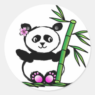 Sakura Panda Ronde Sticker