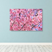 Sakura Pink Cherry Blossom Sky Poster Canvas Afdruk (Insitu (Houten vloer))