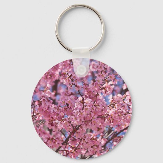 Sakura Pink Cherry Blossom Sky Sleutelhanger (Voorkant)