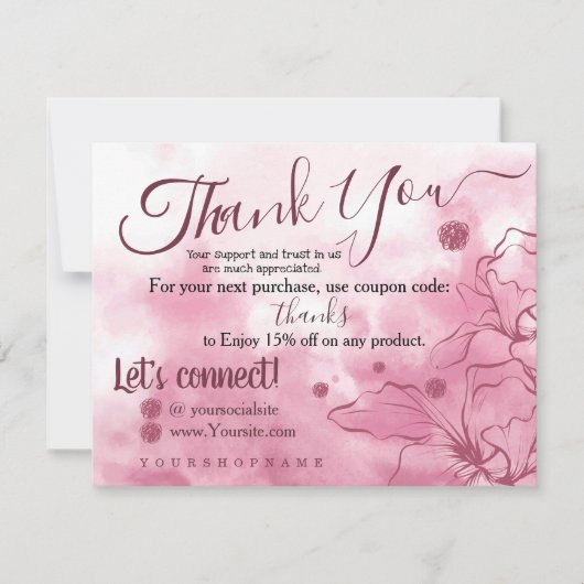 Sakura Pink - Merci pour votre carte de commande (Devant)