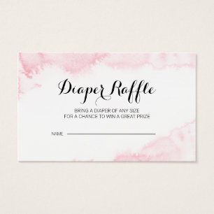 Sakura Pink Waterverf Baby shower Diaper Raffle Visitekaartje