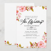 Sakura Spring botanical waterverf floral Wedding Kaart (Voorkant / Achterkant)