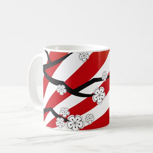 Sakura Sunrise White Cherry Blossom Flowers Zen Koffiemok (Voorkant links)