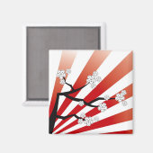 Sakura Sunrise White Cherry Blossom Flowers Zen Magneet (Voorkant / Achterkant)