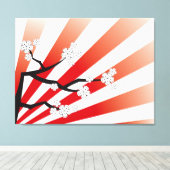Sakura Sunrise Zen White Cherry Blossoms Bloemen Canvas Afdruk (Insitu (Houten vloer))