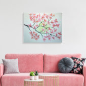 Sakura tak. Olieverfschilderij Canvas Afdruk (Insitu (Woonkamer))
