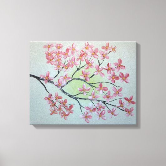 Sakura tak. Olieverfschilderij Canvas Afdruk (Voorkant)
