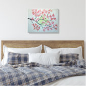 Sakura tak. Olieverfschilderij Canvas Afdruk (Insitu (Slaapkamer))