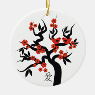 Sakura Tree Chinese Love Symbool custom ornament