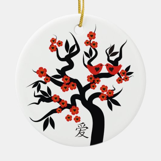 Sakura Tree Chinese Love Symbool custom ornament (Voorkant)