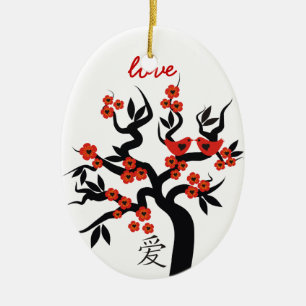 Sakura Tree Chinese Love Symbool custom ornament