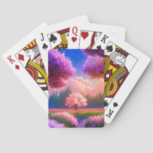 Sakura Tree in de kleurrijke weide Pokerkaarten