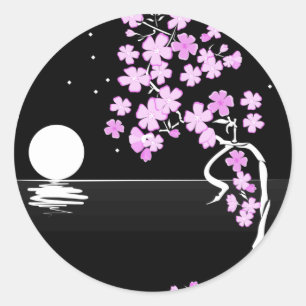 Sakura van de nacht ronde sticker
