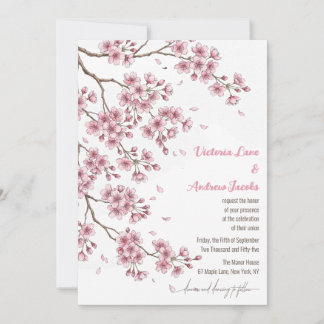 Sakura Watercolor Trouw Uitnodiging