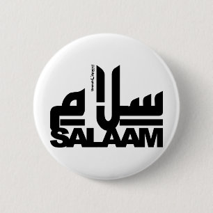 Salaam zwart ronde button 5,7 cm