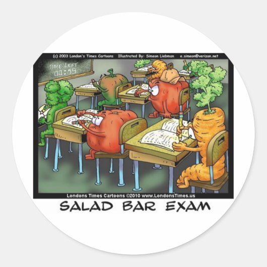 Salad Bar Exam Funny Gifts T - shirts Mokken & mee Ronde Sticker (Voorkant)