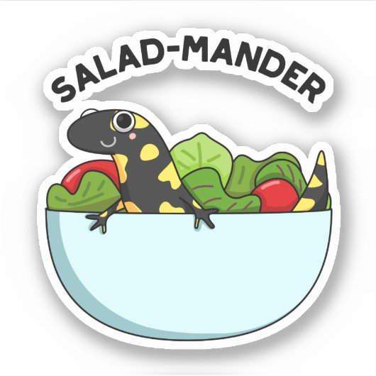 Salad-mander Funny Salamander Animal Pun Sticker (Voorkant)