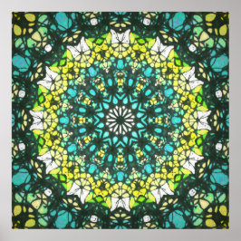 Salad Spinner – Green Yellow Mandala Pattern Poster
