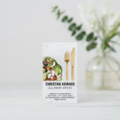 Salade en goud zilverwerk op marmer visitekaartje (Staand voorkant)