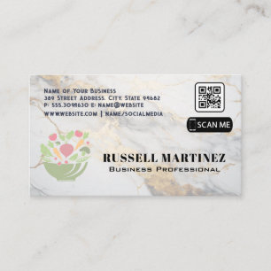 Salade Kom Logo QR Code Marmer Visitekaartje