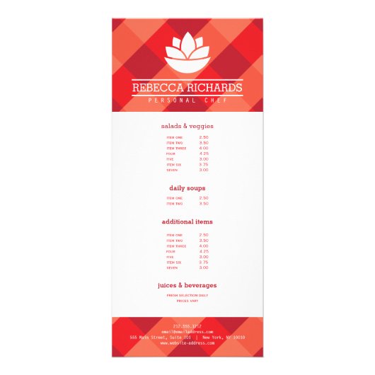 Salade saine Légumes Menu de restauration Rouge (Devant)