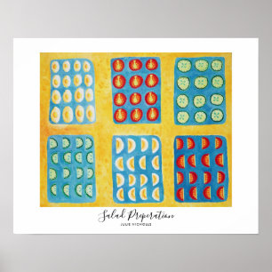 Salade voorbereiding schilderij poster