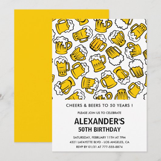 Salades et bières à 50 ans invitations (Devant / Derrière)