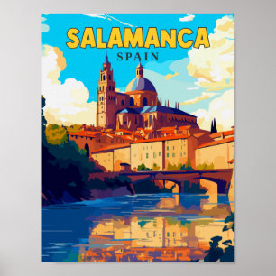 Salamanca Spanje vintage reisillustratie Poster