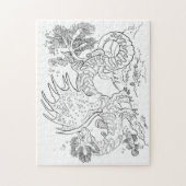 Salamandarin Zee Dragon Line Art Kleur uw eigen Legpuzzel (Verticaal)