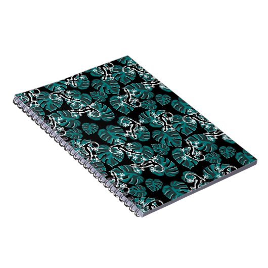 Salamander en Green Leaf Pattern Notitieboek (Rechterzijde)