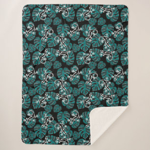 Salamander en Green Leaf Pattern Sherpa Deken