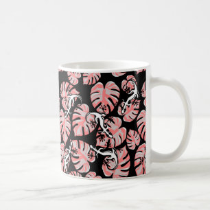Salamander en roze bladeren die het patroon herhal koffiemok