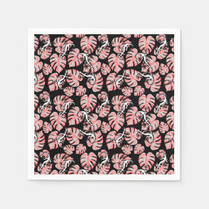 Salamander en roze bladeren die het patroon herhal servet