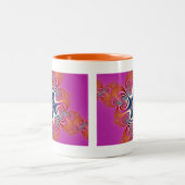 Salamander - Fractal Art Tweekleurige Koffiemok (Center)