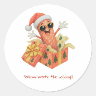 Salami-brate de feestdagen! ronde sticker