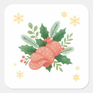 Salami Kerstmis Vierkante Sticker